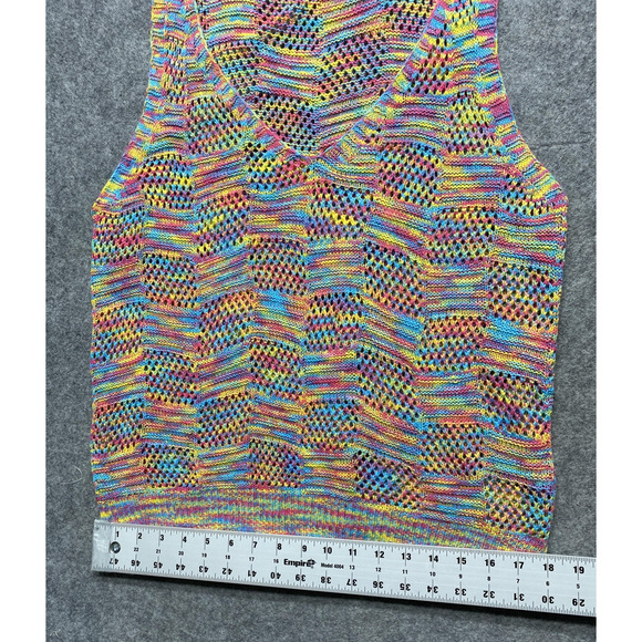 Rainbow Knit Sweater Womens Medium? Pink Blue Tank Top Sleeveless Summer - Picture 3 of 6